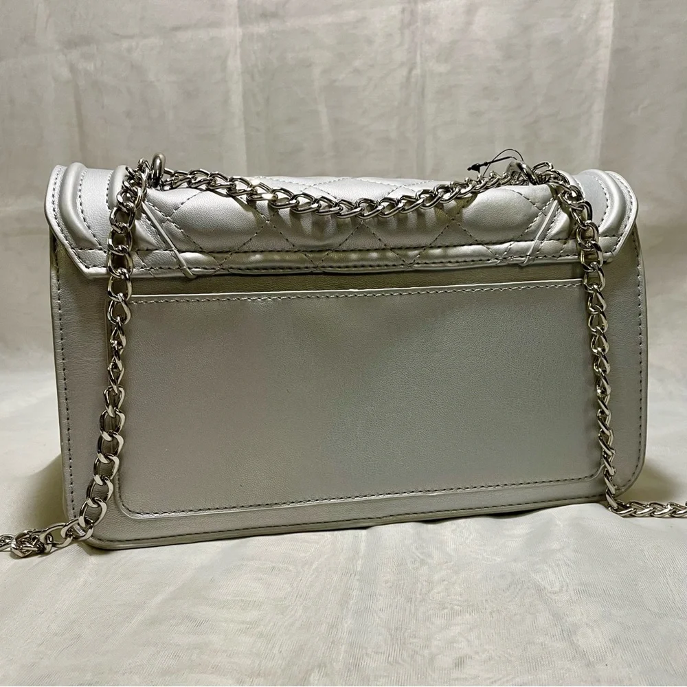 Badgley Mischka Metallic Silver Crossbody with Embellishments , NWT